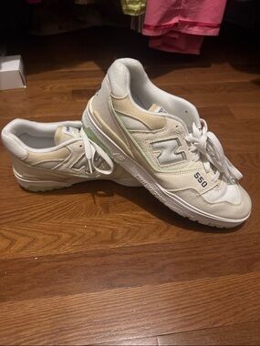 New Balance 550 Cream White with Pale Green Accents